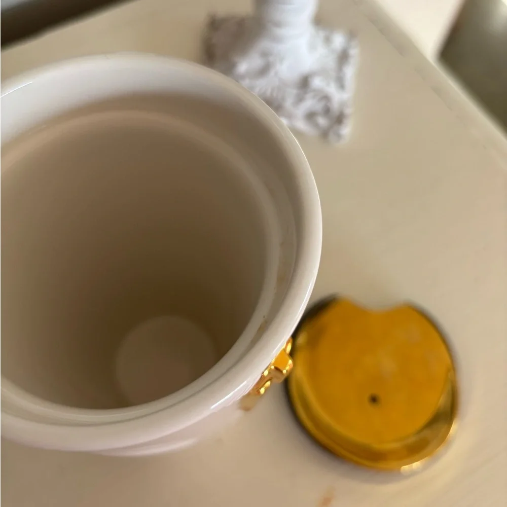 Starbucks Ceramic Mug with Gold Zipper and Lid Accents - Picture 4 of 5